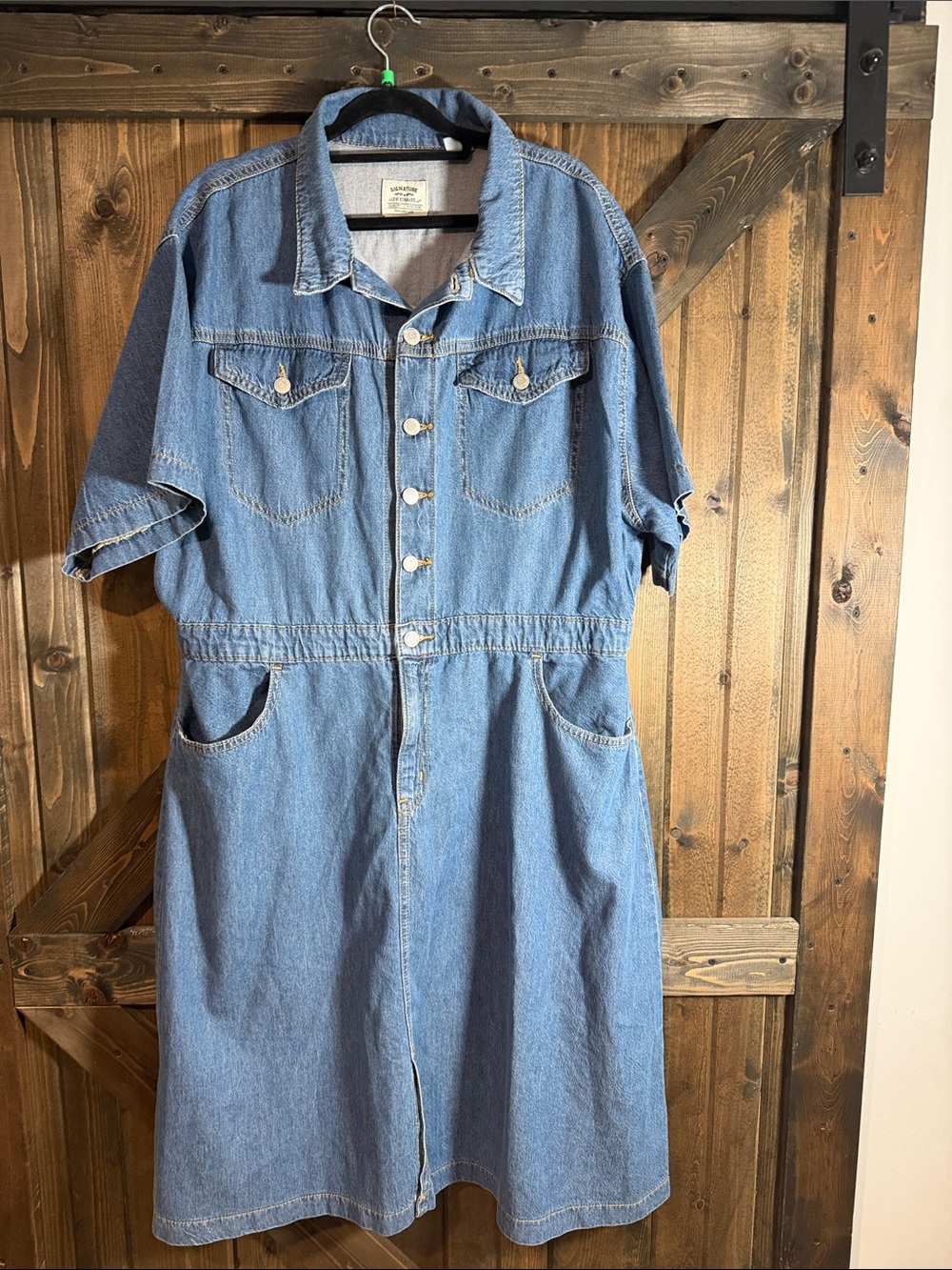 Signature by Levi Strauss Blue Denim Midi Shirt Dress